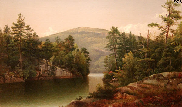 Harbor Island, Lake George, NY painting (1871) by David Johnson of New York at Currier Museum of Art. Manchester, NH.