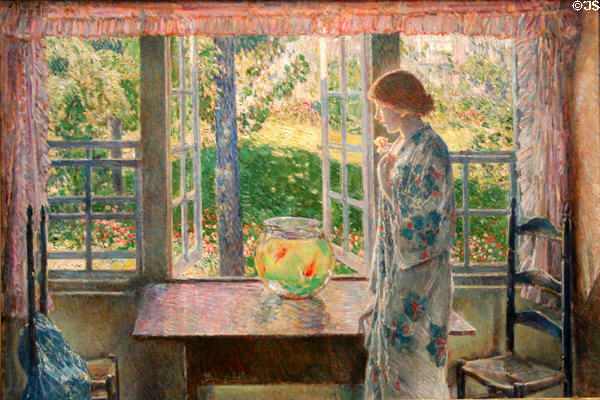 The Goldfish Window painting (1916) by Childe Hassam at Currier Museum of Art. Manchester, NH.