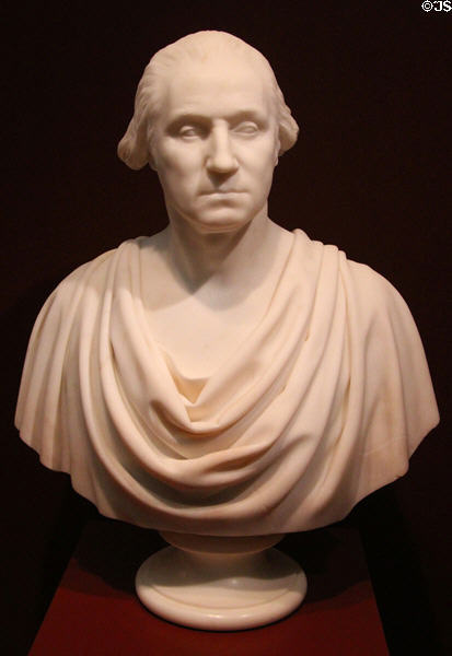 Marble bust of George Washington (1844-60) by Hiram Powers at Currier Museum of Art. Manchester, NH.