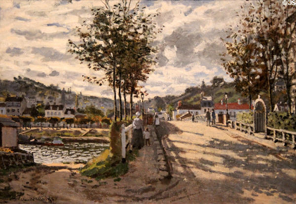 The Seine at Bougival painting (1869) by Claude Monet at Currier Museum of Art. Manchester, NH.