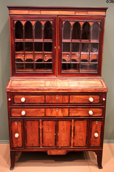 Desk & bookcase (1813) by Jonathan Judkins & William Senter of Portsmouth, NH at Currier Museum of Art. Manchester, NH.