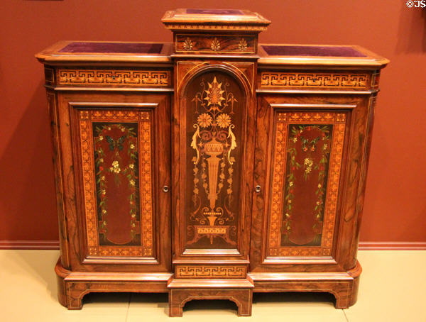 Parlor cabinet (1871) by Herter Brothers Decorating Co. of Brooklyn, NY at Currier Museum of Art. Manchester, NH.