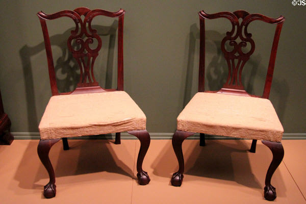 Rococo side chairs (c1770-90) from MA at Currier Museum of Art. Manchester, NH.