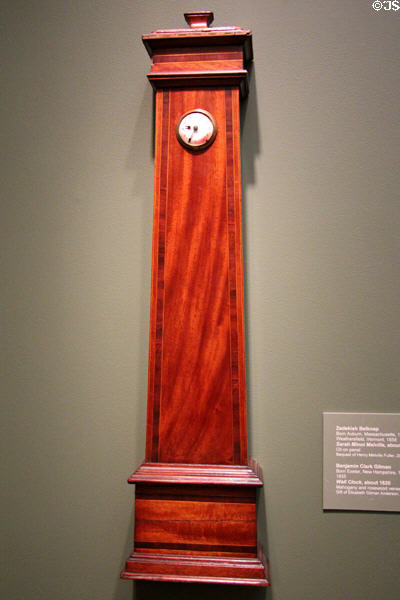 Wall clock (c1820) by Benjamin Clark Gilman of NH at Currier Museum of Art. Manchester, NH.