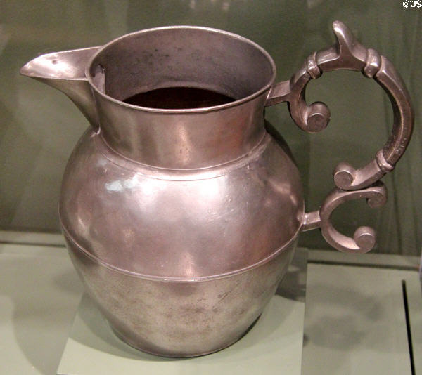 Pewter pitcher (1839-41) by George Richardson of Providence, RI at Currier Museum of Art. Manchester, NH.