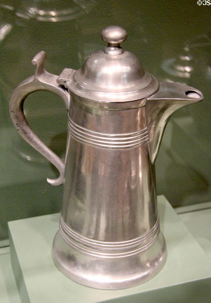Pewter flagon (1867) by Israel Trask of Beverly, MA at Currier Museum of Art. Manchester, NH.