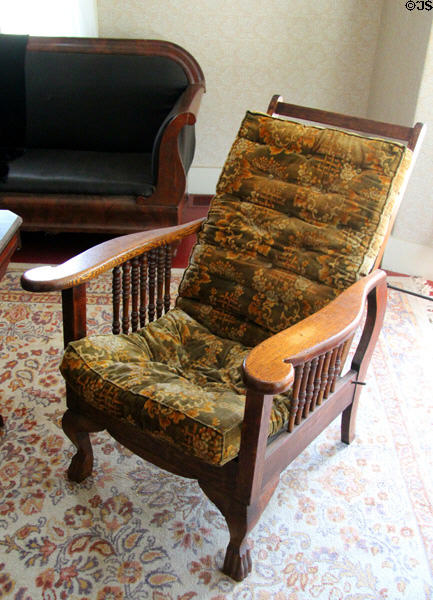 Morris chair original to Frost family at Robert Frost Farm. Derry, NH.