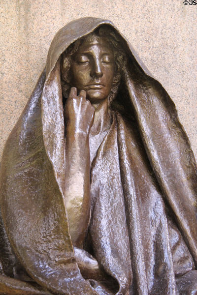 Details of face on Adams Memorial (1891) by Augustus Saint-Gaudens at Saint-Gaudens NHS. Cornish, NH.