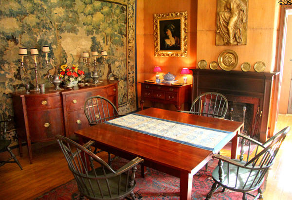 Dining room with tapestry in Aspet at Saint-Gaudens NHS. Cornish, NH.
