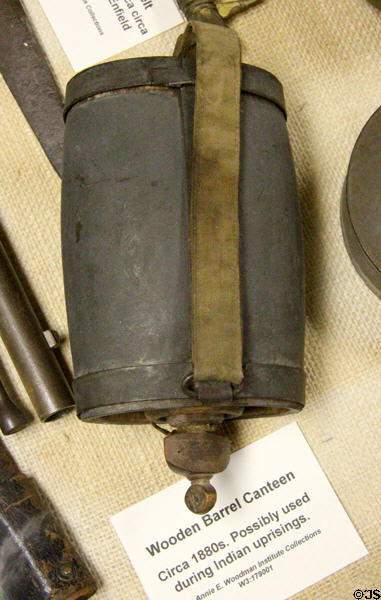 Wooden barrel canteen (c1880s) at Woodman Museum. Dover, NH.