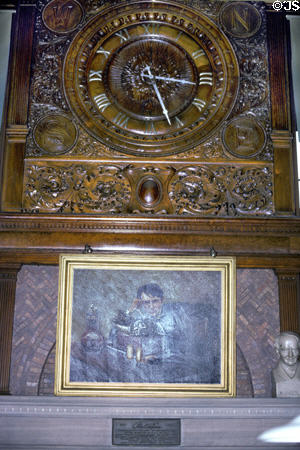 Clock & painting of Edison in Library of Edison Laboratory National Historic Site. West Orange, NJ.
