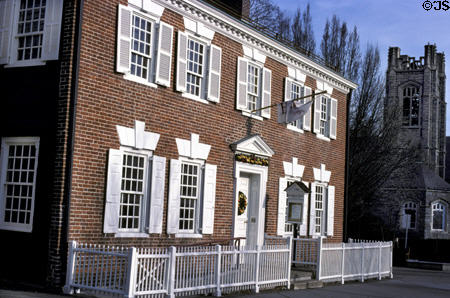 Bainbridge House (1766) (158 Nassau St.) now used by Historical Society of Princeton. Princeton, NJ. Style: Georgian. Architect: Job Stockton.
