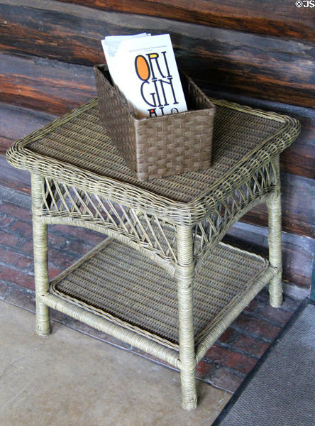 Arts & Crafts woven willow side table at Stickley Museum at Craftsman Farms. Morris Plains, NJ.