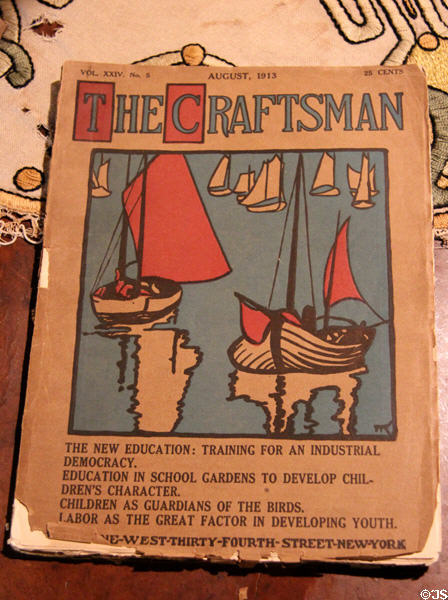 Craftsman magazine (Aug. 1913) by Gustav Stickley featuring children & handicrafts at Stickley Museum at Craftsman Farms. Morris Plains, NJ.