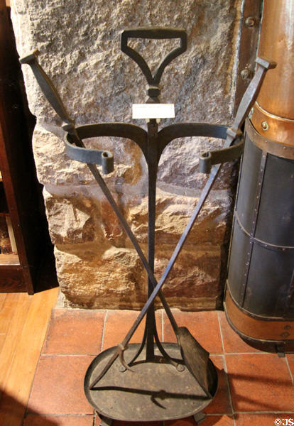 Wrought iron fire set #150 (c1911) by Craftsman Workshops of Eastwood, NY at Gustav Stickley Museum at Craftsman Farms. Morris Plains, NJ.