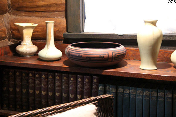 Arts & Crafts ceramic vessels at Stickley Museum at Craftsman Farms. Morris Plains, NJ.