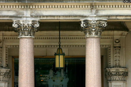 Lamp & columns over doorway of New Jersey State Capitol. Trenton, NJ.