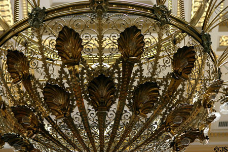 Detail of Edison's chandelier in House chamber of New Jersey Capitol. Trenton, NJ.