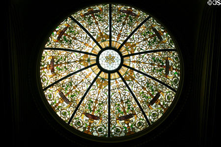 Stained glass skylight in Senate chamber of New Jersey Capitol. Trenton, NJ.