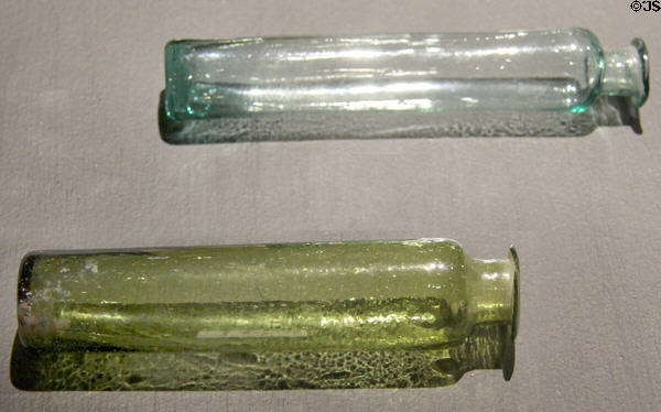 American glass vials (early 19thC) at Museum of American Glass. Milville, NJ.