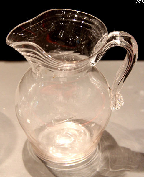 Clear glass pitcher (1830-50) possibly New England or Pittsburgh at Museum of American Glass. Milville, NJ.