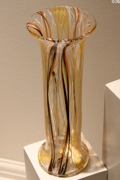Filigree glass vase (c1925) by Ralph Barber at Vineland Flint Glass Works of Vineland, NJ at Museum of American Glass. Milville, NJ.