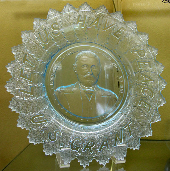 U.S. Grant peace plate (c1885) by Adams & Co. of Pittsburgh, PA at Museum of American Glass. Milville, NJ.