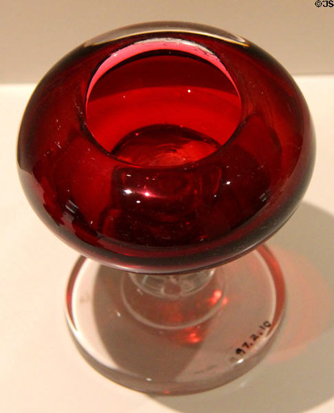 Ruby colored glass salt (c1900) by John Ruhlander for Whitall Tatum Co. of Millville, NJ at Museum of American Glass. Milville, NJ.