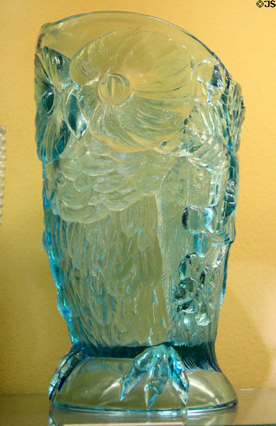 Pressed glass owl water pitcher (c1895) by United States Glass Co. of Pittsburgh, PA at Museum of American Glass. Milville, NJ.