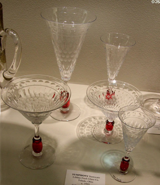 Symphony glass stemware (c1933) by Libbey-Nash Glass Co. of Toledo, OH at Museum of American Glass. Milville, NJ.