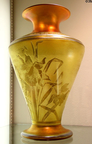 Gold acid cut vase (1924-31) by Durand Art Glass of Vineland, NJ at Museum of American Glass. Milville, NJ.