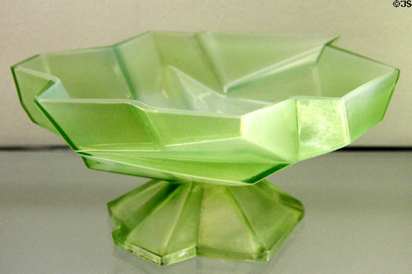 Ruba Rombic glass compote by Consolidated Lamp & Glass of Coraopolis, PA at Museum of American Glass. Milville, NJ.