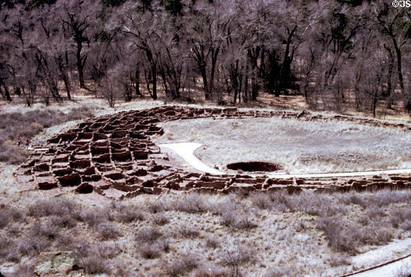 Remains of pueblo of Tyuonyi at Bandelier National Monument. NM.