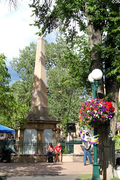 Civil War Memorial on Santa Fe Plaza remembers federal heroes who fell at Battle of Valverde (Feb. 21, 1862). Santa Fe, NM.