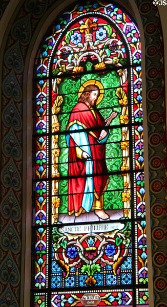 St Phillip stained glass window in St. Francis Cathedral. Santa Fe, NM.