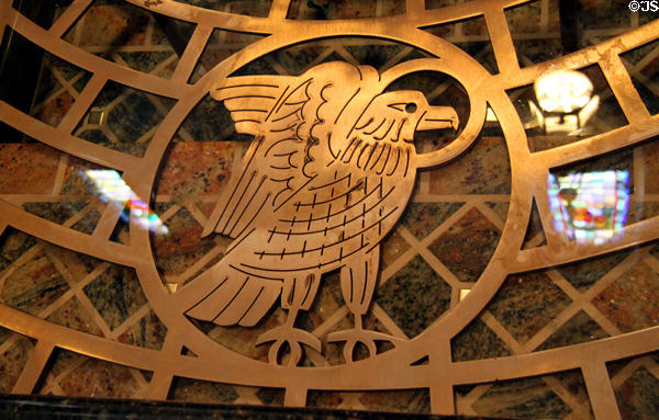 Winged eagle of Evangelist St. John in font of St. Francis Cathedral. Santa Fe, NM.