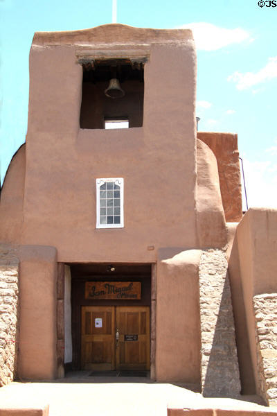 San Miguel Mission adobe church (1710) (401 Old Santa Fe Trail) incorporates the oldest church (c1610) in the USA. Santa Fe, NM. Style: Spanish Pueblo.