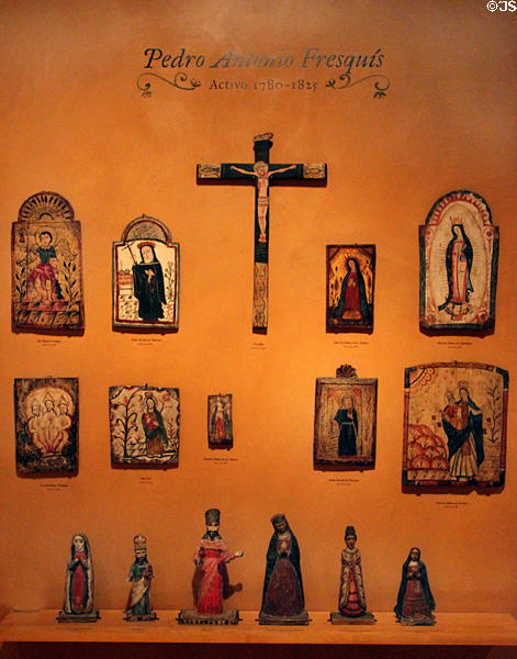 Spanish religious icon paintings & carvings (1780-1825) by Pedro Antonio Fresquís at New Mexico History Museum. Santa Fe, NM.