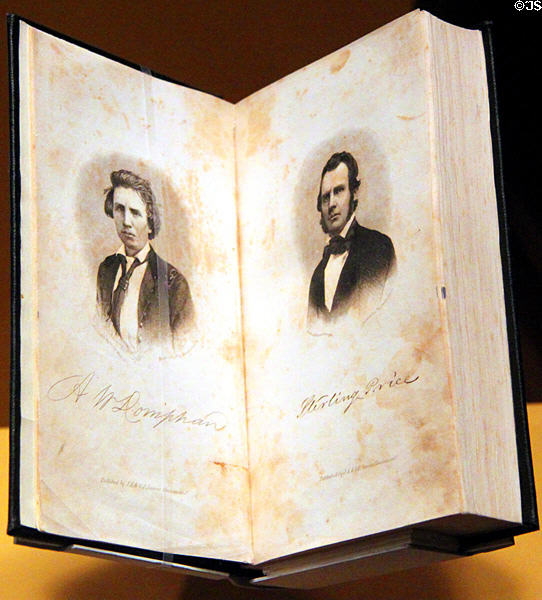 Book with photos of Cols. Alexander Doniphan & Sterling Price who marched with Gen. Kearny on New Mexico in the Mexican-American War (18461848) at New Mexico History Museum. Santa Fe, NM.