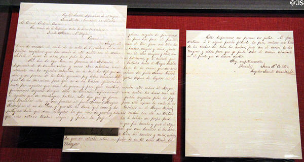Letter (1862) to Kit Carson from Gen. James Carleton with instructions to send peaceful Apaches to Bosque Redondo reservation & continue war on those who refuse at New Mexico History Museum. Santa Fe, NM.