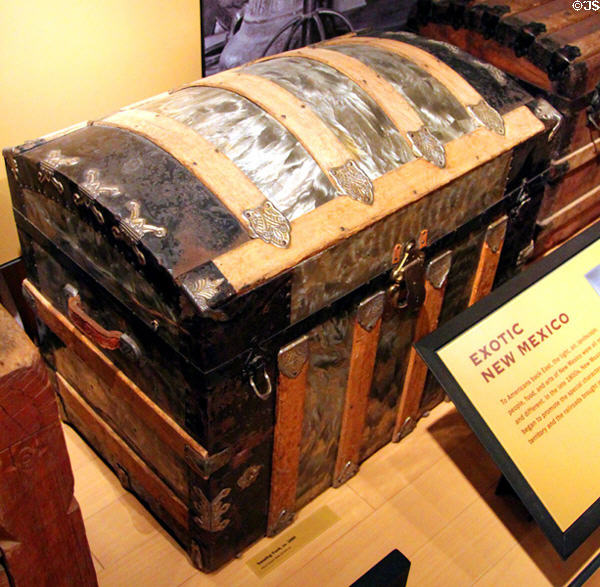 Travel trunk (c1880) at New Mexico History Museum. Santa Fe, NM.