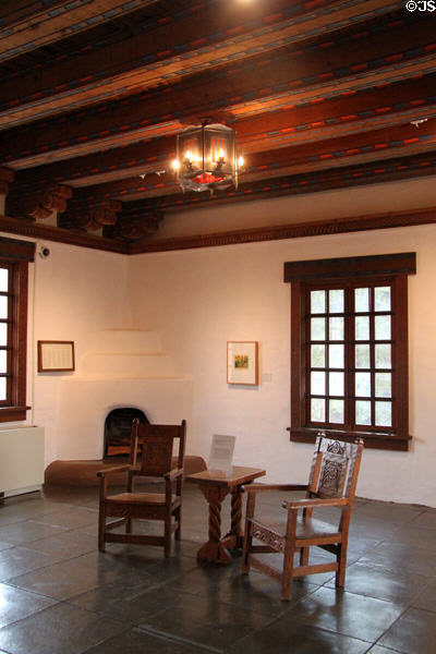 Gallery with western furniture in New Mexico Museum of Art. Santa Fe, NM.