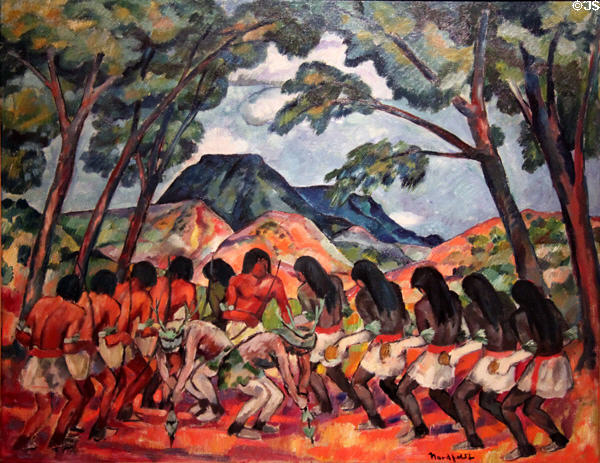 Antelope Dance painting (1919) by B.J.O. Nordfeldt at New Mexico Museum of Art. Santa Fe, NM.