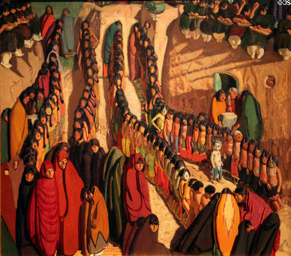Dance at Taos painting (1923) by Ernest L. Blumenschein at New Mexico Museum of Art. Santa Fe, NM.
