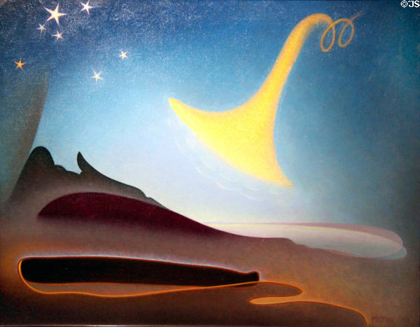 The Awakening painting (1943) by Agnes Pelton at New Mexico Museum of Art. Santa Fe, NM.