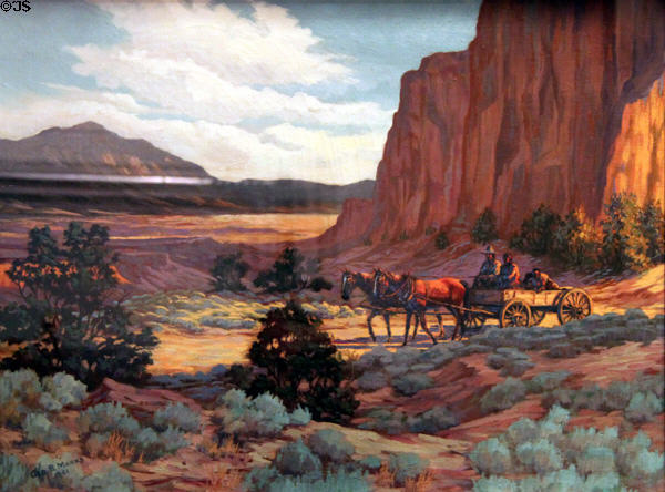 Navajo Family painting (1961) by George B. Marks in NM State Capitol Art Collection. Santa Fe, NM.