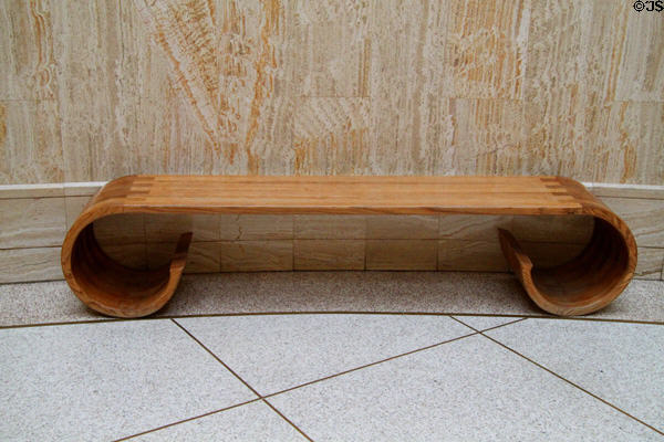 New Mexico style bench in NM State Capitol Art Collection. Santa Fe, NM.