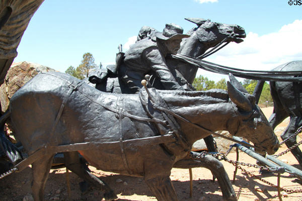 Mule detail of Journey's End Santa Fe Trail Monument. Santa Fe, NM.