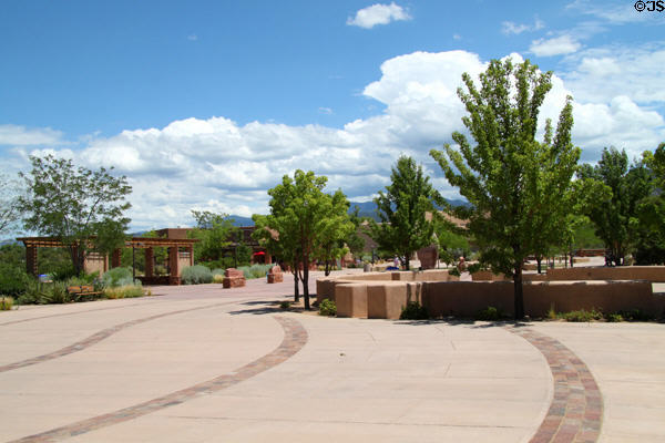 Milner Plaza at the heart of Museum Hill. Santa Fe, NM.