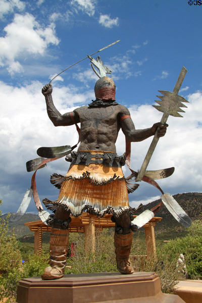 Apache Mountain Spirit Dancer sculpture (1995) by Craig Dan Goseyun at Museum of Indian Arts & Culture. Santa Fe, NM.